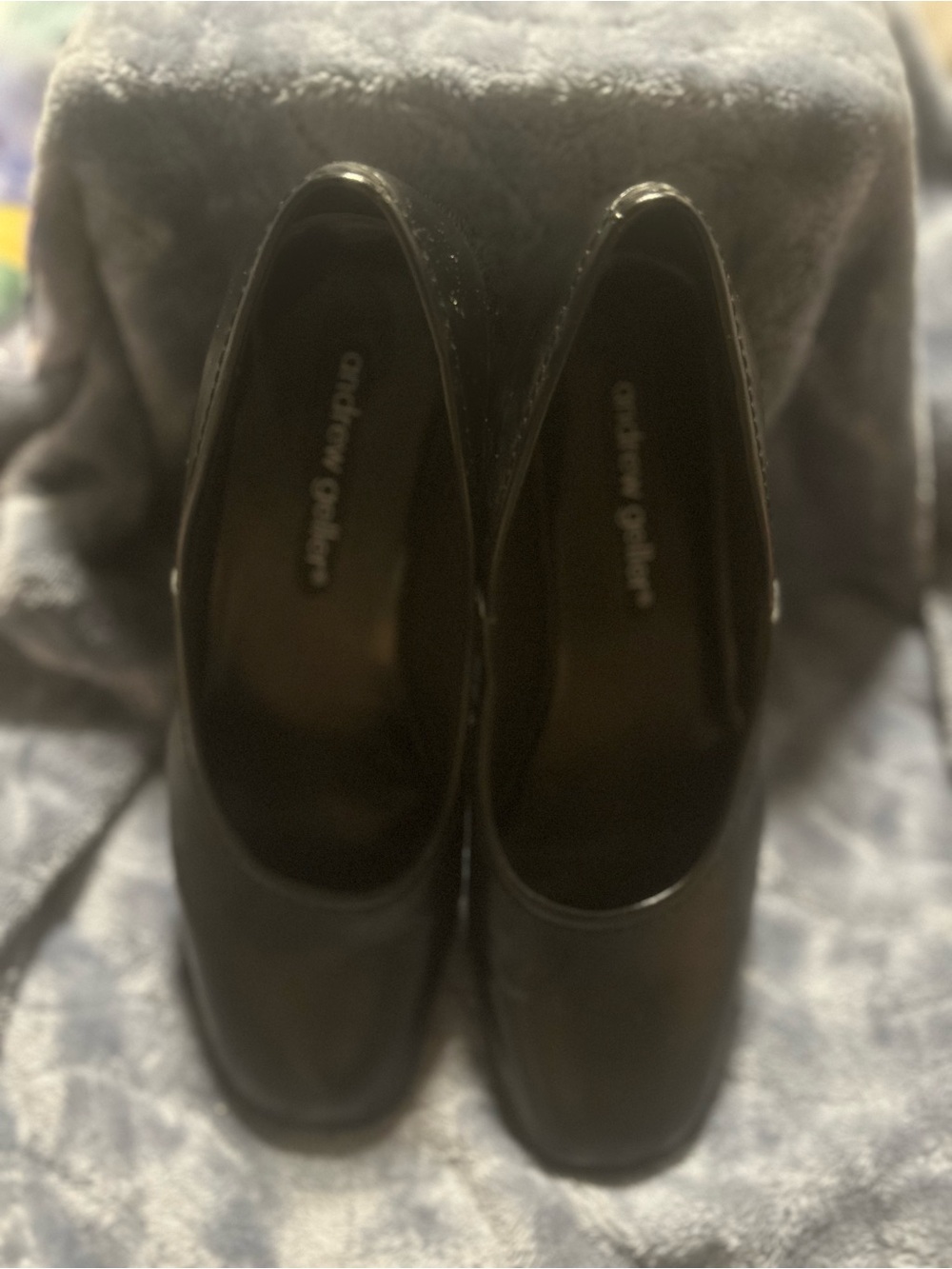 Andrew Geller Black Low Wedge Slip-On Flats
